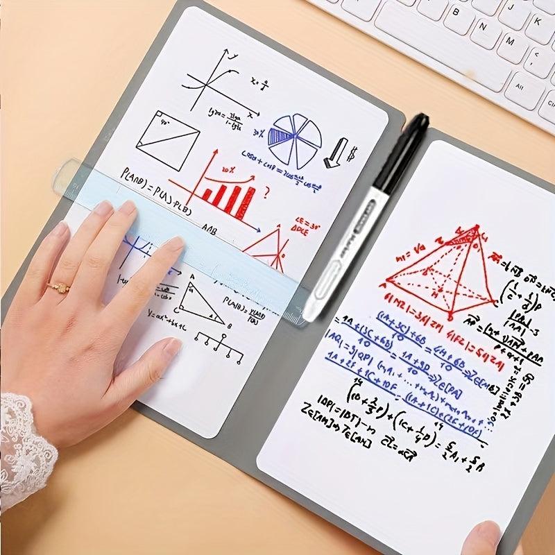 Portable A5 Whiteboard Notebook Weekly Planner Leather Memo Pen & Cloth