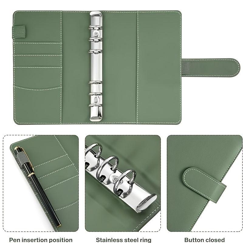 A5 PU Leather Budget Binder with Zipper, Pen, Touch Screen Stylus