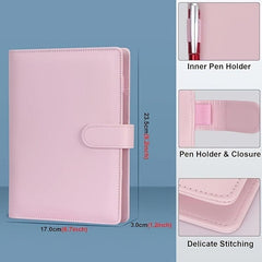 A5 PU Leather Budget Binder with Zipper, Pen, Touch Screen Stylus