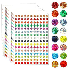 1760pcs 2.54 10.16cm Dot Labels Coded Laser Glitter Stickers