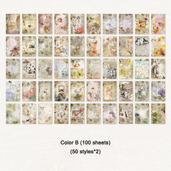 100 Sheets Vintage Scrapbook Paper DIY Craft Supplies for Students & Adults