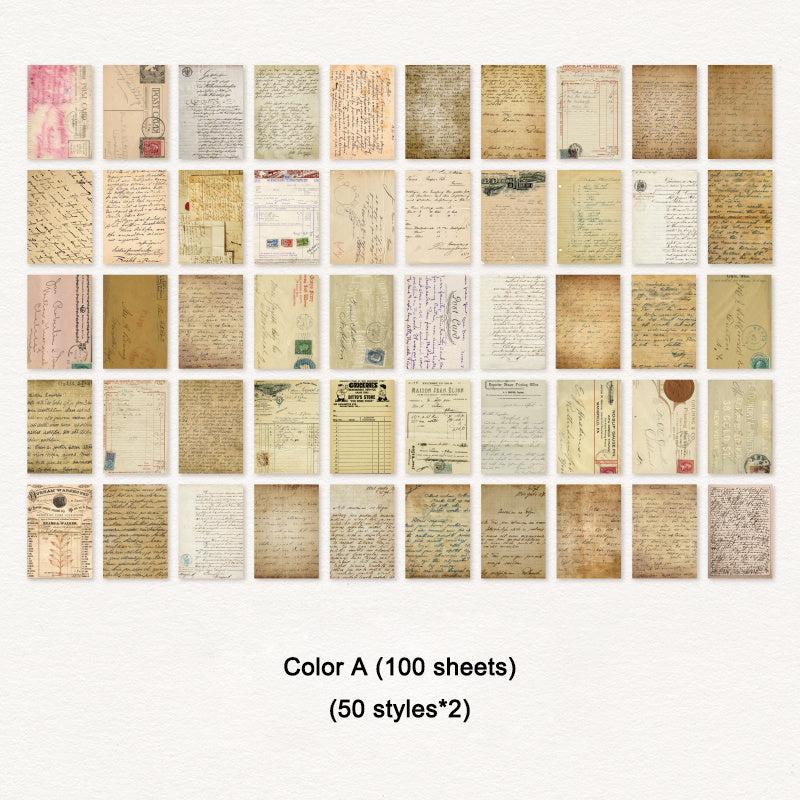 100 Sheets Vintage Scrapbook Paper DIY Craft Supplies for Students & Adults
