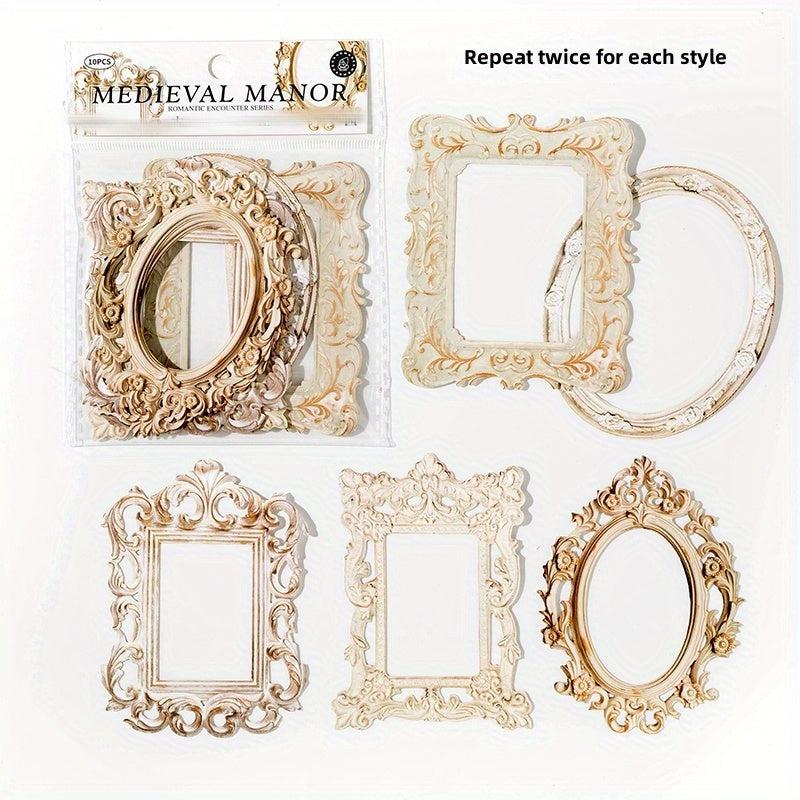 10pcs Hollow Relief Collage Romantic Encounter Vintage Stickers