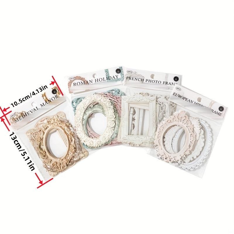 10pcs Hollow Relief Collage Romantic Encounter Vintage Stickers