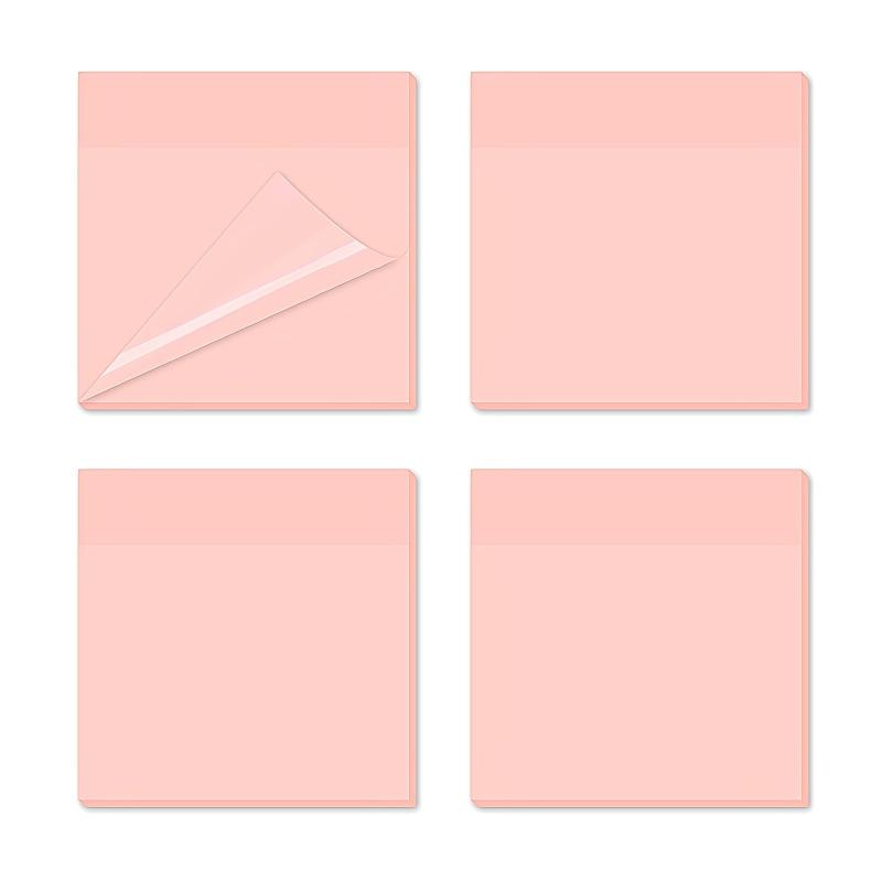 4pcs Clear Sticky Notes Pastel Colors 3x3 Inch Morandi Translucent Sticky Notes