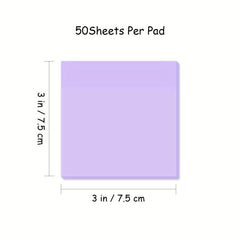 4pcs Clear Sticky Notes Pastel Colors 3x3 Inch Morandi Translucent Sticky Notes