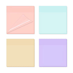 4pcs Clear Sticky Notes Pastel Colors 3x3 Inch Morandi Translucent Sticky Notes