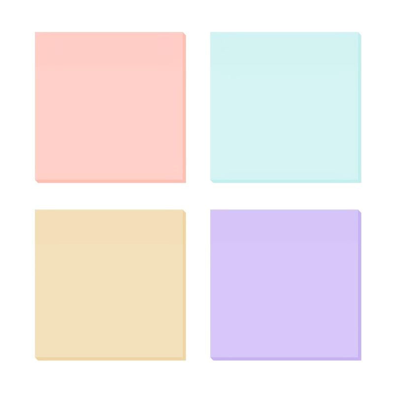 4pcs Clear Sticky Notes Pastel Colors 3x3 Inch Morandi Translucent Sticky Notes
