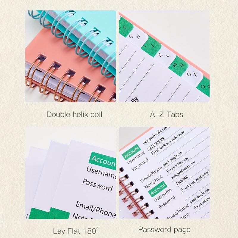 A6 Mini Spiral Password Book With Tabs