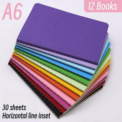 12 Solid Notebooks Rainbow Stitching Horizontal Line 30 Sheets