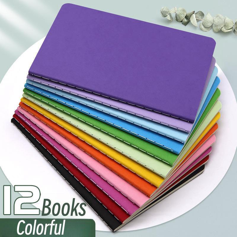 12 Solid Notebooks Rainbow Stitching Horizontal Line 30 Sheets