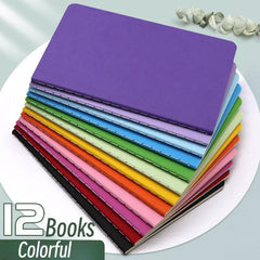 12 Solid Notebooks Rainbow Stitching Horizontal Line 30 Sheets