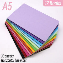 12 Solid Notebooks Rainbow Stitching Horizontal Line 30 Sheets