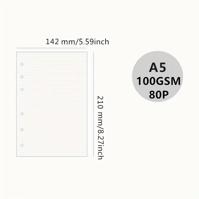 A5 Loose Leaf Paper Refill 80 Sheets 6 Holes 160 Pages