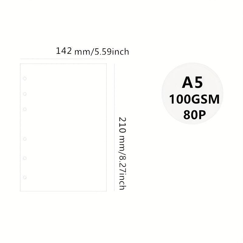 A5 Loose Leaf Paper Refill 80 Sheets 6 Holes 160 Pages