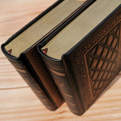 Vintage PU Leather Gospel Book Relief Bible Journal Antique Travel