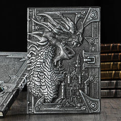 Dragon Relief Leather Notebook Journal European Style Metal Three-dimensional