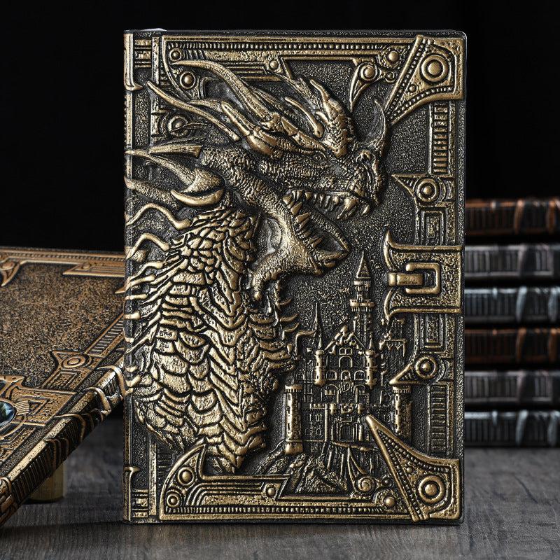 Dragon Relief Leather Notebook Journal European Style Metal Three-dimensional