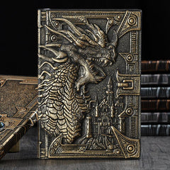 Dragon Relief Leather Notebook Journal European Style Metal Three-dimensional