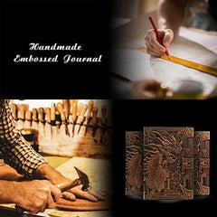 Dragon Relief Leather Notebook Journal European Style Metal Three-dimensional