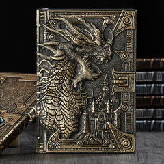 Dragon Relief Leather Notebook Journal European Style Metal Three-dimensional