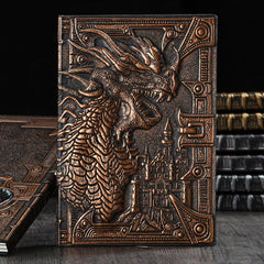 Dragon Relief Leather Notebook Journal European Style Metal Three-dimensional