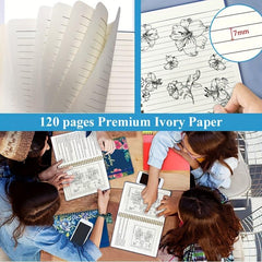 A5 Spiral Coil Notebook 120 Pages Text Flowers With Lines Diary
