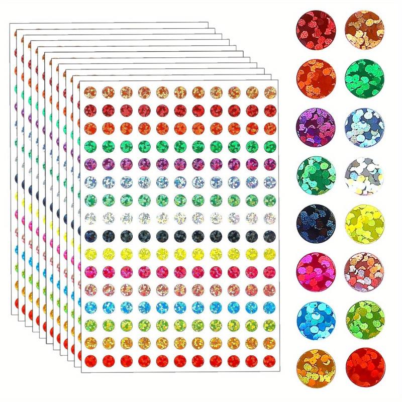 1760pcs Laser Sparkle Circle Dot Stickers 1/4 Round Dot Labels 16 Colors