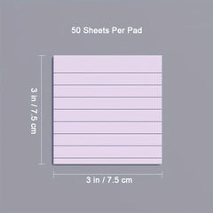 Pastel Ruled Sticky Notes, 4 Pads Memo Pads