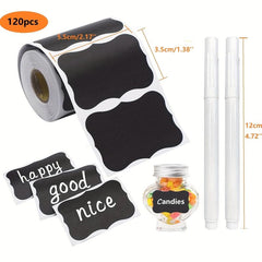 120pcs Waterproof Chalkboard Stickers & Pens Set