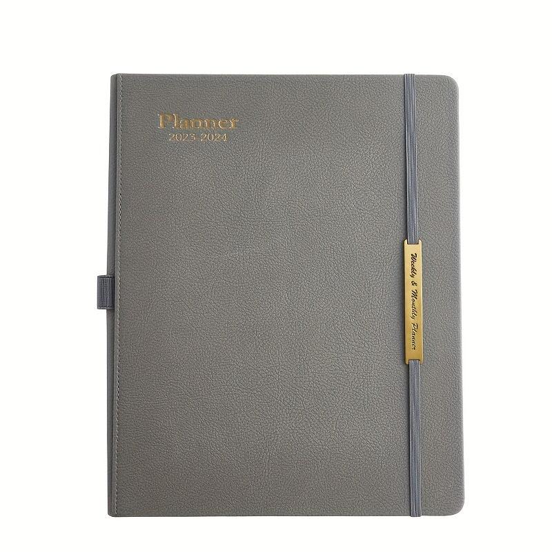 18-Month PU Leather Schedule Book, July-Dec, 1pc, 100 Sheets, 2 Stickers