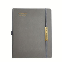 18-Month PU Leather Schedule Book, July-Dec, 1pc, 100 Sheets, 2 Stickers