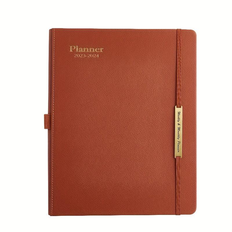 18-Month PU Leather Schedule Book, July-Dec, 1pc, 100 Sheets, 2 Stickers