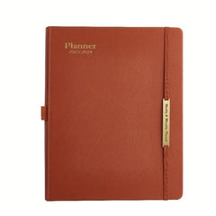 18-Month PU Leather Schedule Book, July-Dec, 1pc, 100 Sheets, 2 Stickers