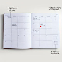 18-Month PU Leather Schedule Book, July-Dec, 1pc, 100 Sheets, 2 Stickers