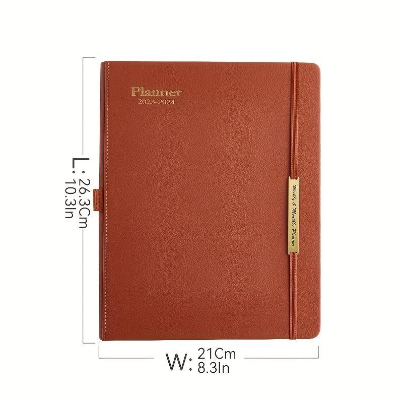 18-Month PU Leather Schedule Book, July-Dec, 1pc, 100 Sheets, 2 Stickers