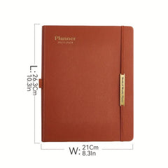 18-Month PU Leather Schedule Book, July-Dec, 1pc, 100 Sheets, 2 Stickers