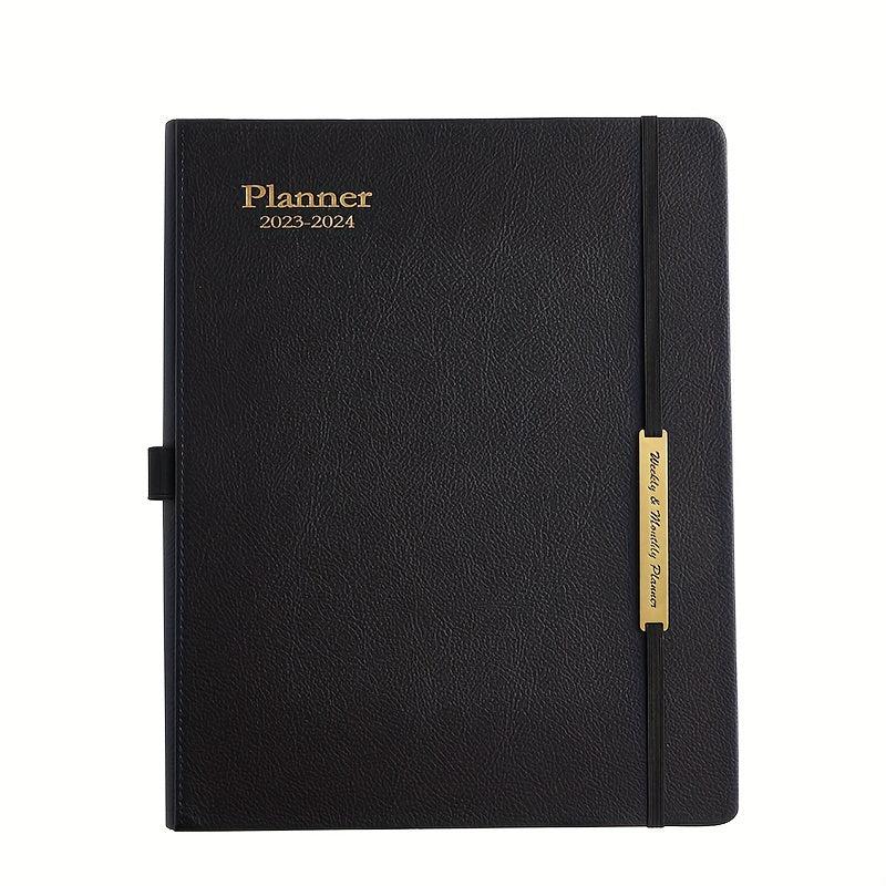 18-Month PU Leather Schedule Book, July-Dec, 1pc, 100 Sheets, 2 Stickers