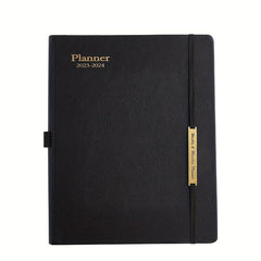 18-Month PU Leather Schedule Book, July-Dec, 1pc, 100 Sheets, 2 Stickers