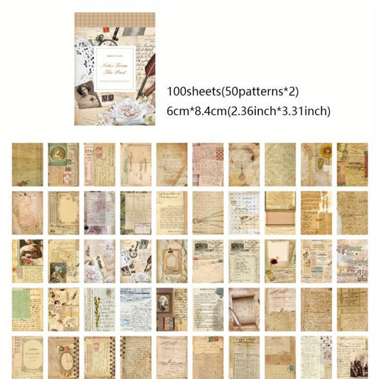 100 Vintage Notes Scrapbook Paper DIY Journaling Decorative Materials