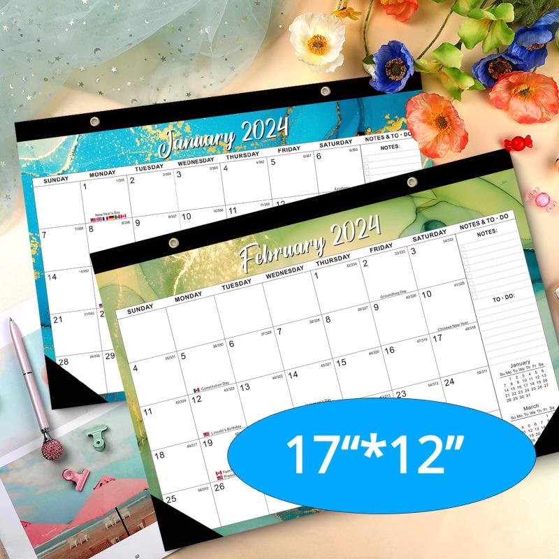 Large Desk Calendar 18 Months Jan-June Monthly Goals To-do List Notes Home Schoo