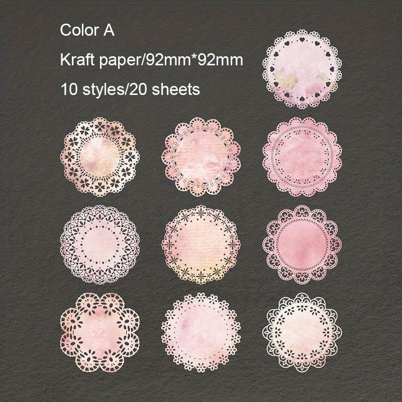 20 Sheets Vintage Lace Pattern Scrapbooking Supplies for DIY Craft Paper
