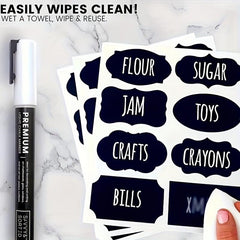24pcs Blackboard Stickers Labels & Rewritable Liquid Chalk