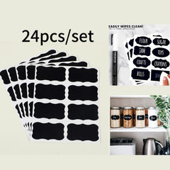 24pcs Blackboard Stickers Labels & Rewritable Liquid Chalk