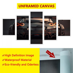 5packs Sports Car Rear Canvas Painting Bedroom Wall Art