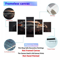 5packs Sports Car Rear Canvas Painting Bedroom Wall Art