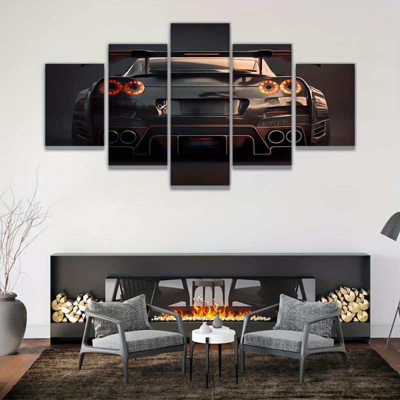 5packs Sports Car Rear Canvas Painting Bedroom Wall Art
