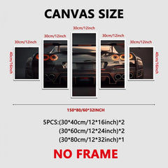 5packs Sports Car Rear Canvas Painting Bedroom Wall Art