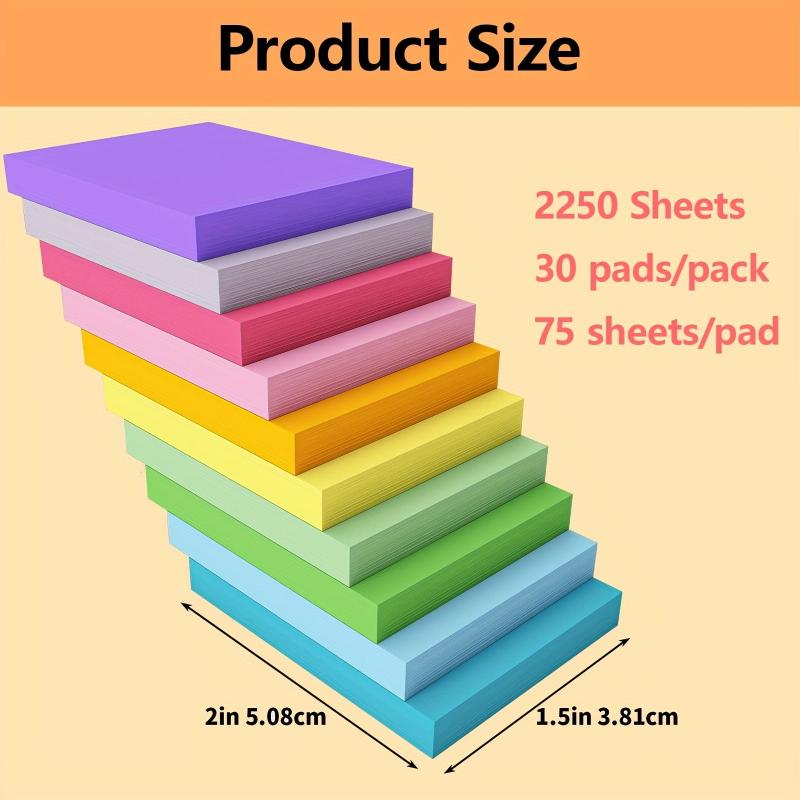 Bright Self Adhesive Pads Sticky Memo Stickers 75pcs 3.81x5.08 Cm