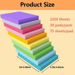 Bright Self Adhesive Pads Sticky Memo Stickers 75pcs 3.81x5.08 Cm